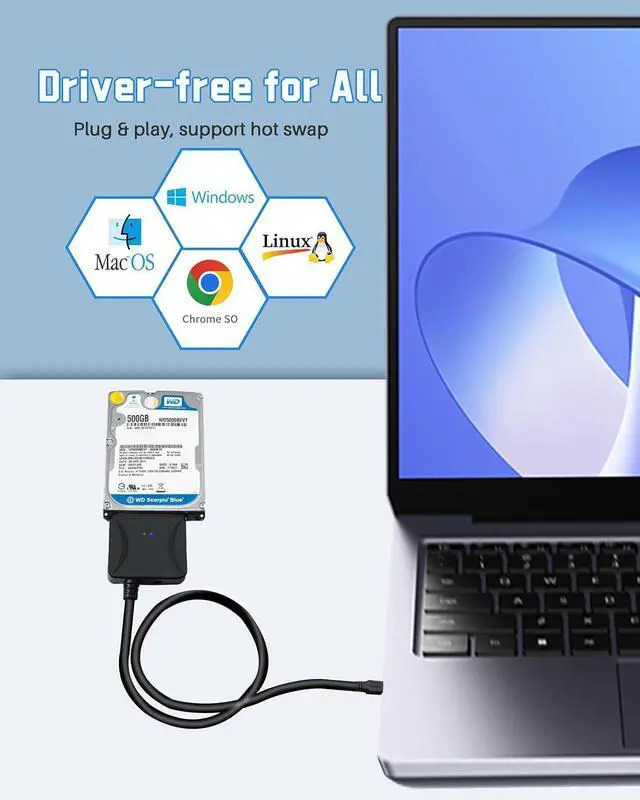 Alt view image 6 of 7 - WRIARICH SATA to USB 3.0 Adapter, USB 3.0 to SATA III Hard Drive Adapter, SATA to USB 3.0, Hard Drive Reader SATA Adapter for 2.5/3.5 inch HDD SSD UASP with 12V/2A Power Adapter giyqxHw