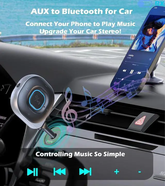 Alt view image 3 of 7 - WRIARICH Bluetooth Adapter 5.3 Transmitter Receiver, Bluetooth AUX Adapter for Car Music/Handsfree Calling, Bluetooth Transmitter for TV/Airplane/PC, Bluetooth Receiver for Home Stereo/Speaker