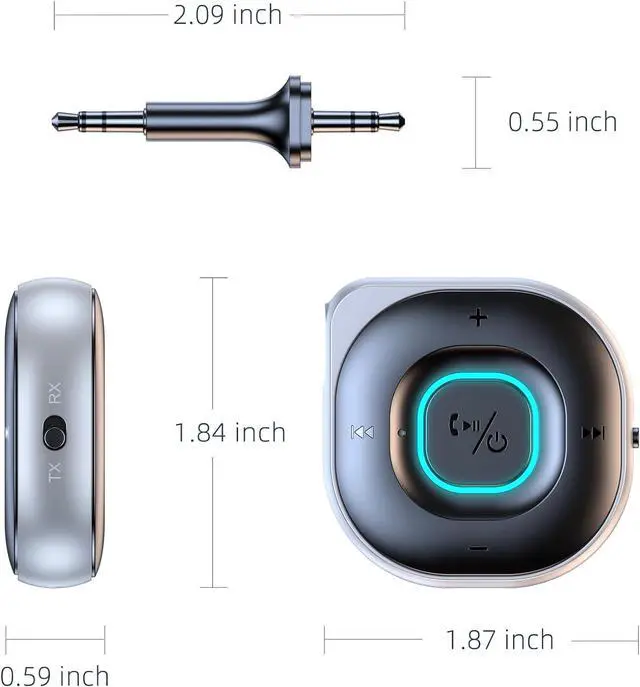 Alt view image 7 of 7 - WRIARICH Bluetooth Adapter 5.3 Transmitter Receiver, Bluetooth AUX Adapter for Car Music/Handsfree Calling, Bluetooth Transmitter for TV/Airplane/PC, Bluetooth Receiver for Home Stereo/Speaker