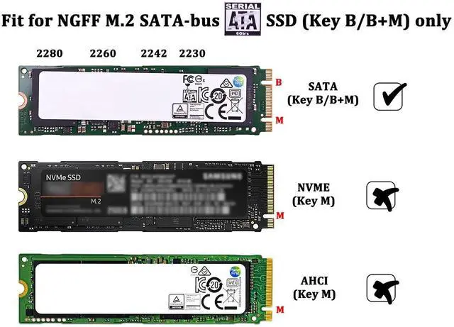 Alt view image 3 of 7 - WRIARICH M.2 SATA SSD to USB 3.0 External SSD Reader Converter Adapter Enclosure with UASP, Support NGFF M.2 2280 2260 2242 2230 SSD with Key B/Key B+M