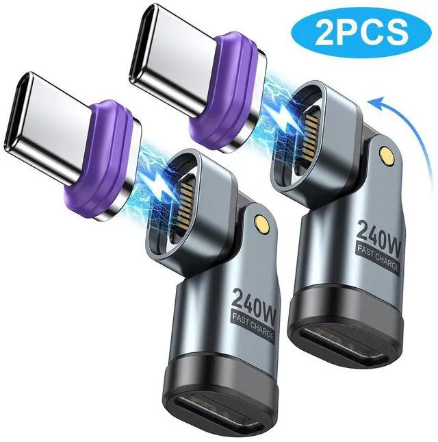 Main image of Hitoor PD 240W 16PIN USB C Magnetic Adapter (2Pack)/USB C 90 Degree Adapter/Right Angle C Adapter/C to C Adapter for i-Phone 16/15 Series, Ma-Book Pro/1Pad Series, Galaxy, G-oo-gle Pixel etc.. giyqxHw