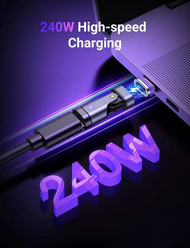 Alt view image 3 of 7 - Hitoor PD 240W 16PIN USB C Magnetic Adapter (2Pack)/USB C 90 Degree Adapter/Right Angle C Adapter/C to C Adapter for i-Phone 16/15 Series, Ma-Book Pro/1Pad Series, Galaxy, G-oo-gle Pixel etc.. giyqxHw