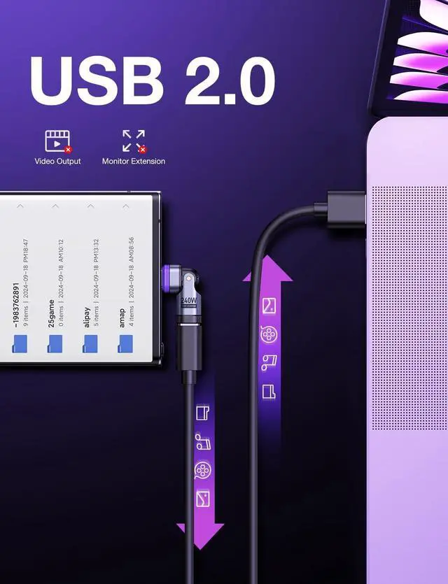 Alt view image 5 of 7 - Hitoor PD 240W 16PIN USB C Magnetic Adapter (2Pack)/USB C 90 Degree Adapter/Right Angle C Adapter/C to C Adapter for i-Phone 16/15 Series, Ma-Book Pro/1Pad Series, Galaxy, G-oo-gle Pixel etc.. giyqxHw