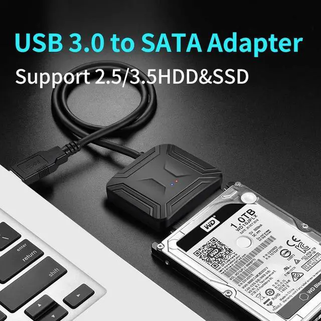 Alt view image 2 of 7 - WRIARICH SATA to USB 3.0, SATA III Hard Drive Adapter Cable for 3.5/2.5 Inch SSD HDD,Hard Drive Disk Converter Support UASP Compatible, with 12V Power Adapter, 20 Inch (Black)