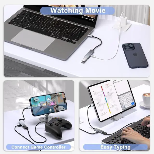 Alt view image 6 of 7 - WRIARICH USB C OTG Adapter with PD Power, 2 in 1 USB C to USB 3.0 OTG with 60W PD Charging Adapter Compatible with i-Phone 15/15 Pro, i-Pad Pro, Mac-Book Pro/Air, Galaxy S24/S23, Go-o-gle Pixel 8