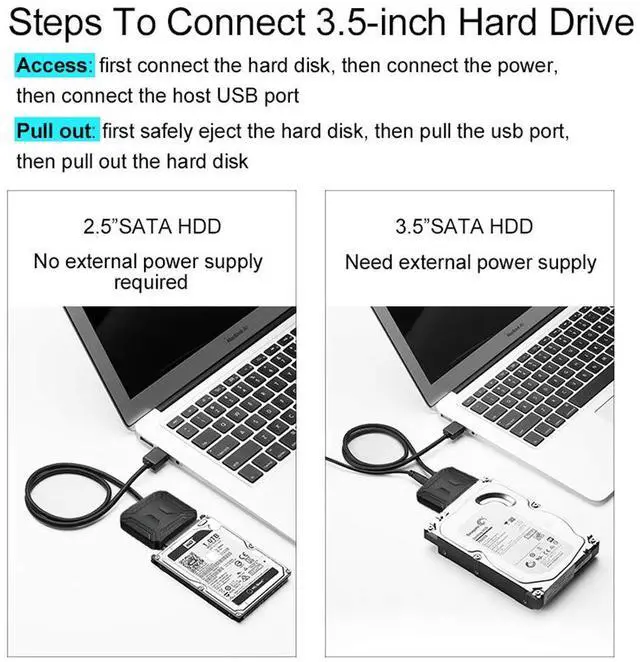 Alt view image 6 of 7 - WRIARICH SATA to USB 3.0, SATA III Hard Drive Adapter Cable for 3.5/2.5 Inch SSD HDD,Hard Drive Disk Converter Support UASP Compatible, with 12V Power Adapter, 20 Inch (Black)