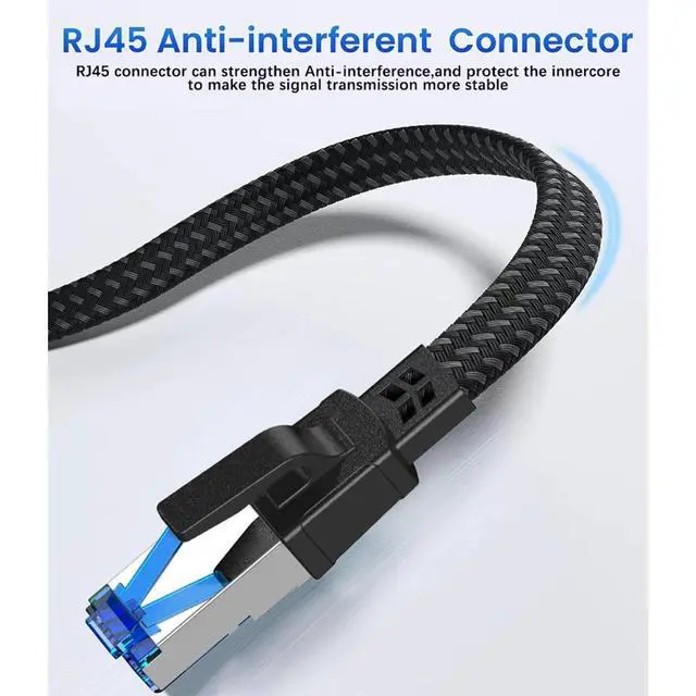 Alt view image 4 of 7 - WRIARICH Cat 8 Ethernet Cable 10FT/3M, Braided High Speed 40Gbps 2000Mhz Lan Patch Cord RJ45 Network Cable, Ethernet LAN Cable for Indoor/Outdoor Use - Perfect for Modem/Router/Gaming/PC 10 ft.