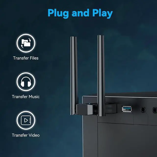 Alt view image 7 of 7 - Bluetooth Adapter for PC 5.3, USB Bluetooth Dongle 5.3 EDR Adapter for Laptop Keyboard Mouse Headsets Speakers, Long Range Bluetooth 5.3 Adapter Supports Windows 11/10/8.1(Plug and Play)