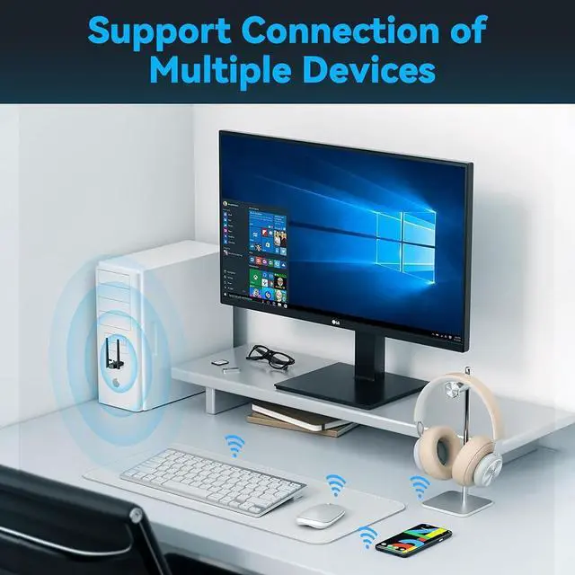 Alt view image 6 of 7 - Bluetooth Adapter for PC 5.3, USB Bluetooth Dongle 5.3 EDR Adapter for Laptop Keyboard Mouse Headsets Speakers, Long Range Bluetooth 5.3 Adapter Supports Windows 11/10/8.1(Plug and Play)