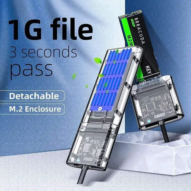 Alt view image 3 of 7 - WRIARICH Transparent M.2 SSD Enclosure High Speed USB3.0 Gen1 5Gb/S M.2 NGFF SATA External Hard Drive Case for PC