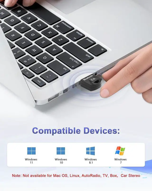 Alt view image 3 of 7 - Bluetooth USB Adapter, Bluetooth 5.4 USB Dongle Adapter, Bluetooth BT5.4 USB Adapter, Bluetooth Adapter Dongle, Bluetooth Stick, Low Latency, Plug & Play (EDR & BLE), Support Windows 7/10/8.1/11
