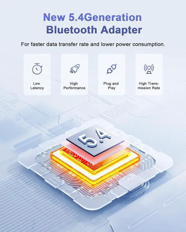 Alt view image 4 of 7 - Bluetooth USB Adapter, Bluetooth 5.4 USB Dongle Adapter, Bluetooth BT5.4 USB Adapter, Bluetooth Adapter Dongle, Bluetooth Stick, Low Latency, Plug & Play (EDR & BLE), Support Windows 7/10/8.1/11
