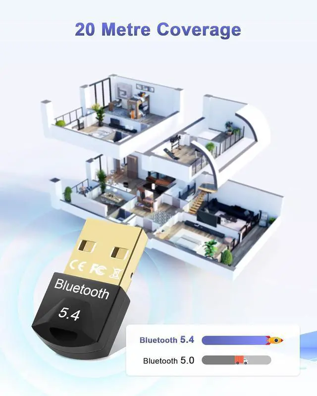 Alt view image 6 of 7 - Bluetooth USB Adapter, Bluetooth 5.4 USB Dongle Adapter, Bluetooth BT5.4 USB Adapter, Bluetooth Adapter Dongle, Bluetooth Stick, Low Latency, Plug & Play (EDR & BLE), Support Windows 7/10/8.1/11