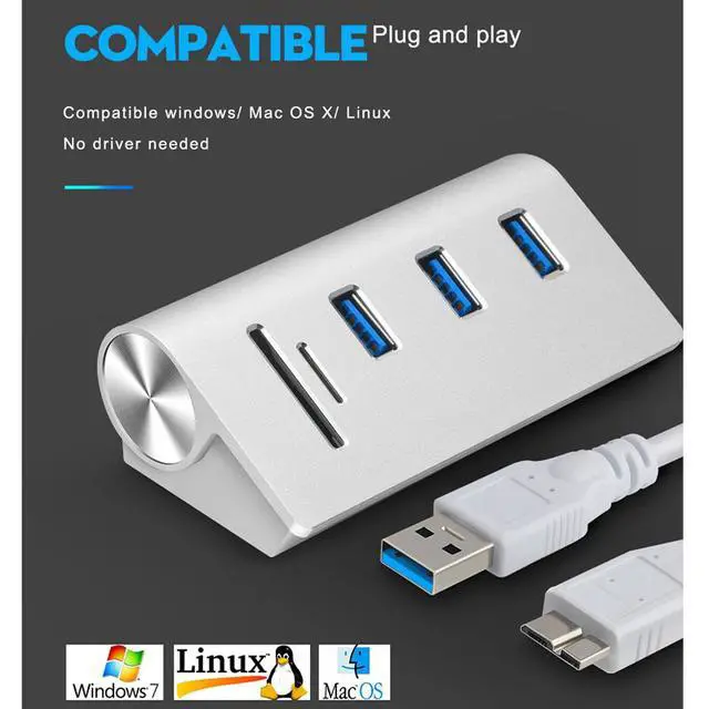 Alt view image 3 of 7 - WRIARICH Multi usb 3.0 hub 3 port adapter splitter Power Interface SD TF Card Reader for MacBook Air computer laptop accessories