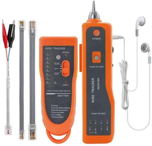 Main image of WRIARICH Wire Tester RJ45 RJ11 Cable Tracker Line Finder Multifunction Wire Tracker Ethernet LAN Network Cat5 Cat6 with Earphone for Cable Collation, Network Maintenance Collation, Telephone Line Test