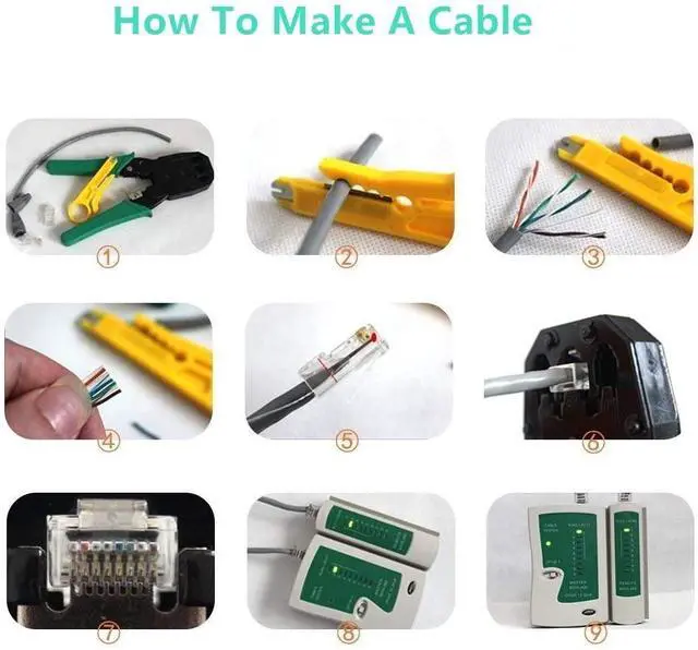 Alt view image 7 of 7 - WRIARICH Network Cable Repair Maintenance Tool Kit Set 11 in 1 Portable Phone Cable Crimper 8P8C 4P4C 6P6C Connectors RJ45 RJ11 Cat5 Cat6 Cable Tester