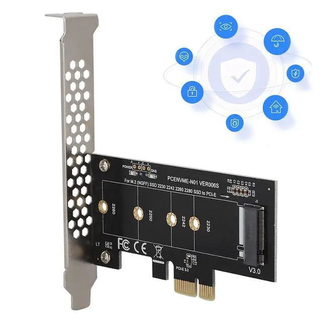 Alt view image 3 of 7 - NVME M.2 SSD M Key to PCI-e 3.0 x1 Host Controller Expansion Card,Supports M2 NGFF PCI-e 3.0, 2.0 or 1.0, NVME or AHCI, M-Key, 2280, 2260, 2242, 2230 Solid State Drives with Low Profile Bracket