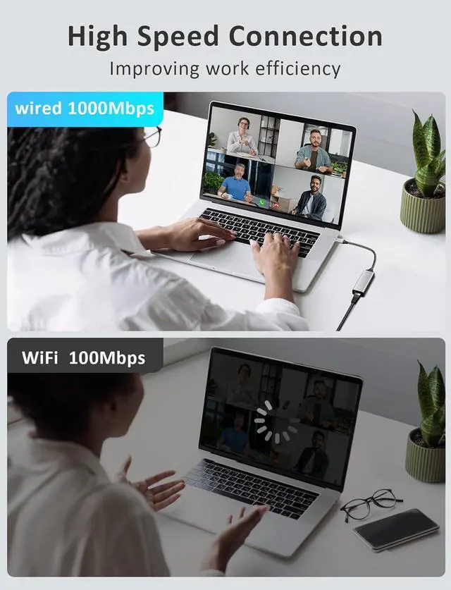 Alt view image 5 of 7 - WRIARICH USB C to Ethernet Adapter, 1Gbps RJ45 to USB C Ethernet Network Adapter, Portable Type C to Ethernet Dongle Compatible for Thunderbolt 4/3, MacBook Pro/Air, iPhone 16/15 Pro/Max, iPad, XPS