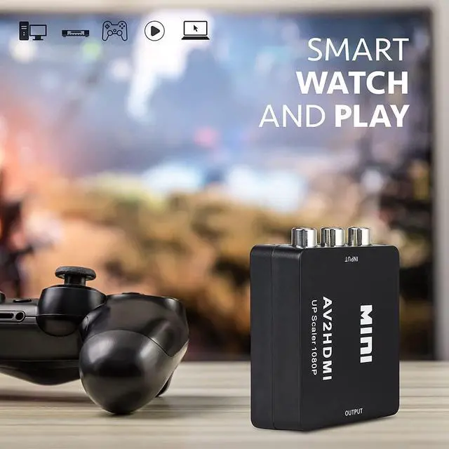Alt view image 6 of 7 - Rca to HDMI - AV to 1080p HDMI Converter - Mini RCA Composite CVBS Audio Video Adapter - Supports PAL/NTSC Compatible for PC / TV / PS3 / Laptop / Xbox / VHS / Camera / STB / Wii / Wii U/ Blue-Ray DVD