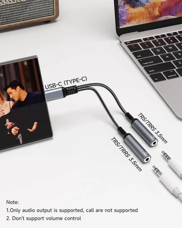 Alt view image 3 of 7 - USB C to 3.5mm Aux Audio Headphone Splitter, Type C to Dual 3.5mm Female Headphone Jack Adapter,Hi-Res 2 Way Audio Sharing Y Cable Cord for S23 S21 S20, i-P-h-o-n-e 15, G-o-o-g-l-e Pixel 4 3 XL