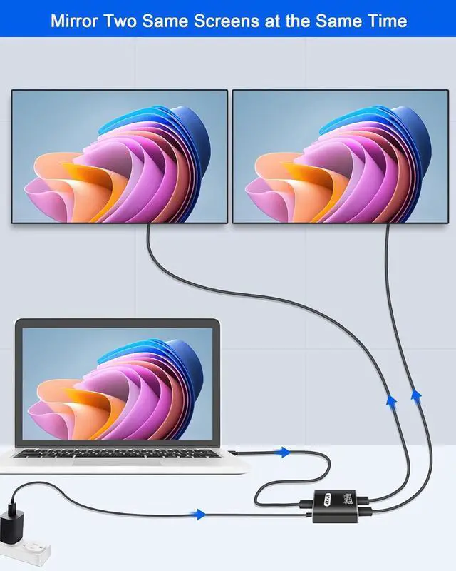 Alt view image 3 of 7 - HDMI Splitter 1 in 2 Out, 4K HDMI Splitter for Dual Monitors Supports 3D Full HD 1080P Aluminum HDMI Spliter Dual Monitor HDMI Adapter Compatible for PS4 Fire Stick HDTV(1 Source to 2 Displays)