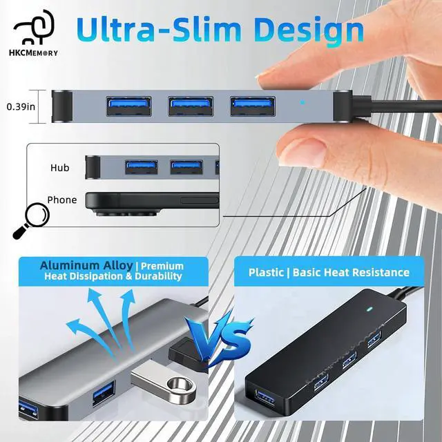 Alt view image 5 of 7 - WRIARICH USB 3.0 Hub 4 Ports, USB-A and Type-C to 4 USB 3.0 Hub, USB-A Splitter Extender, USB A USB 3.0 Hub Compatible with Laptop, Desktop,MacBook,iMac,iPad Pro,PS4,Xbox,XPS