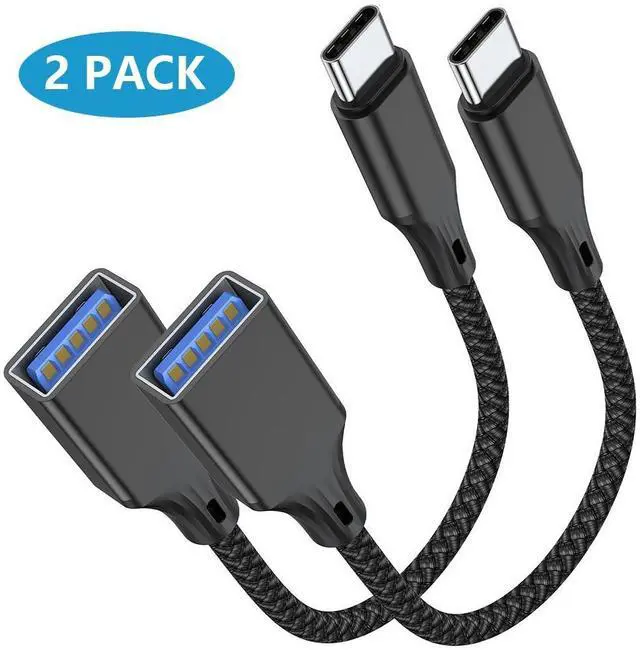Main image of USB C to USB 3.0 Adapter, USB C to USB A Adapter (2 Pack), USB Type C Male to USB 3.0 Female OTG Cable .Compatible with M-ac-Book Pro/Air 2019 2018 2017, Galaxy S23 S23+ Ultra Note 10 S9 S8 (Black)
