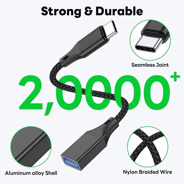 Alt view image 5 of 7 - USB C to USB 3.0 Adapter, USB C to USB A Adapter (2 Pack), USB Type C Male to USB 3.0 Female OTG Cable .Compatible with M-ac-Book Pro/Air 2019 2018 2017, Galaxy S23 S23+ Ultra Note 10 S9 S8 (Black)