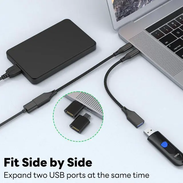 Alt view image 3 of 7 - USB C to USB 3.0 Adapter, USB C to USB A Adapter (2 Pack), USB Type C Male to USB 3.0 Female OTG Cable .Compatible with M-ac-Book Pro/Air 2019 2018 2017, Galaxy S23 S23+ Ultra Note 10 S9 S8 (Black)