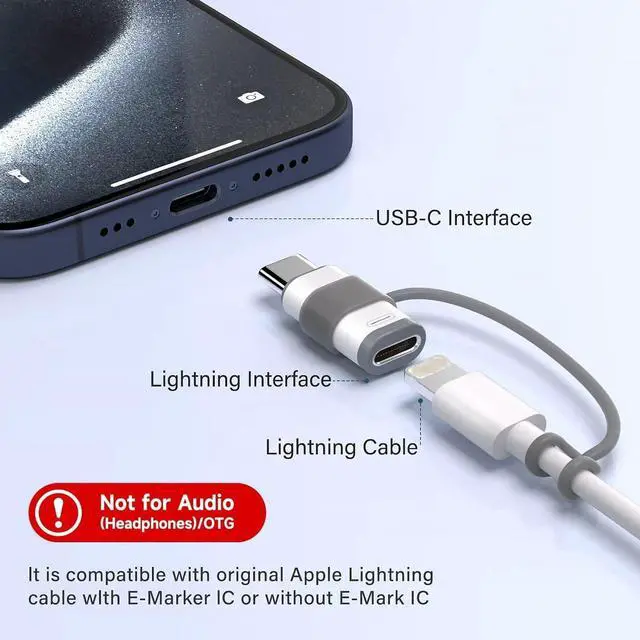 Alt view image 3 of 7 - 4 Pack Light-ning to USB C Adapter for iPhone 15/16/16 Pro Max/Plus, S24,Support Charging & Data Transfer, Type C Charger Connector Cable,Lightning Female to USB C Male Adapter,Not for Audio