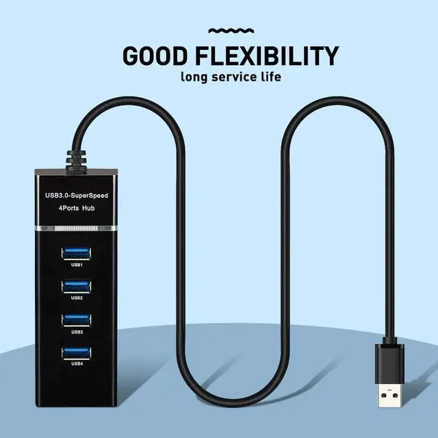 Alt view image 7 of 7 - WRIARICH 4 Port USB Hub Adapter - High Speed USB 3.0 Hub Multiport Adapter with LED Indicator for Keyboard &Mouse / Printer / USB Fan &Lamp / Portable Storage Device, Flash Drives, Portable USB Hub