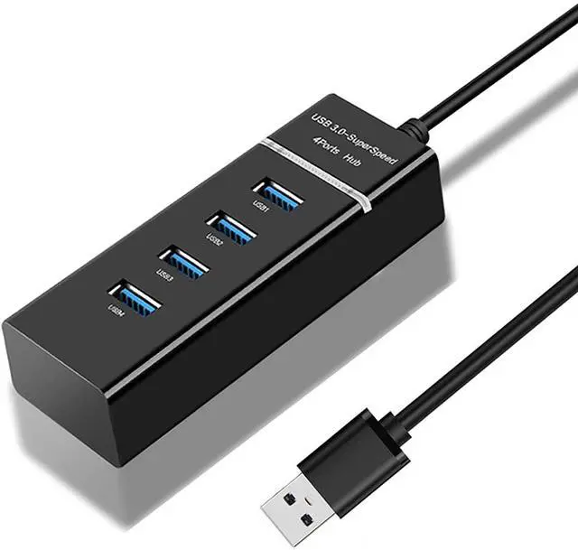 Main image of 4 Port USB3.0 USB Hub Adapter, Portable USB Hub, USB 3.0 Hub Multiport Adapter with LED Indicator for Keyboard &Mouse,Printer,USB Fan&Lamp,Camera,Flash Drives, Mobile Hard Disk, and More (Black)