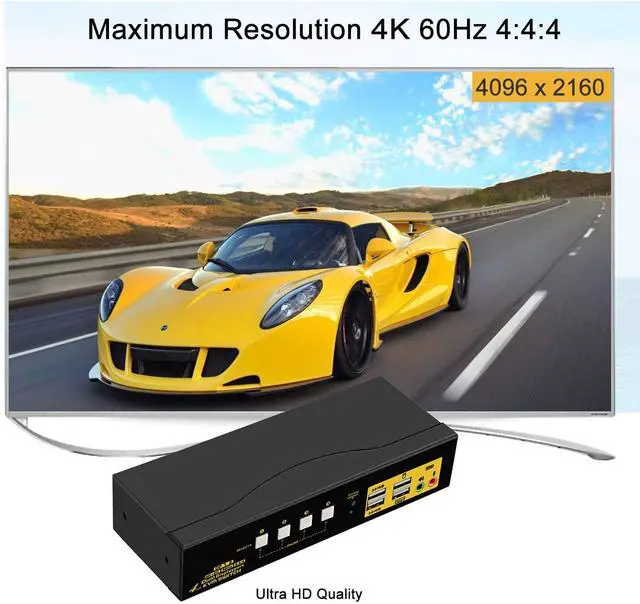 Alt view image 4 of 7 - WRIARICH 4 Port KVM Switch Dual Monitor DisplayPort 4K 60Hz, 4 Computers x 2 Monitors Display Port KVM Switch with Audio and USB 2.0 HUBS DP 1.2