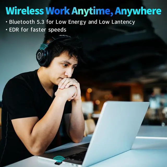 Alt view image 5 of 7 - WRIARICH Bluetooth 5.3 Adapter for PC Desktop, 20M Wireless Transmitter Dongle for Windows 11/10/8.1 Computer Laptop, Plug & Play, Pair w/Bluetooth Headset Headphones Speaker Keyboard Mouse Printers