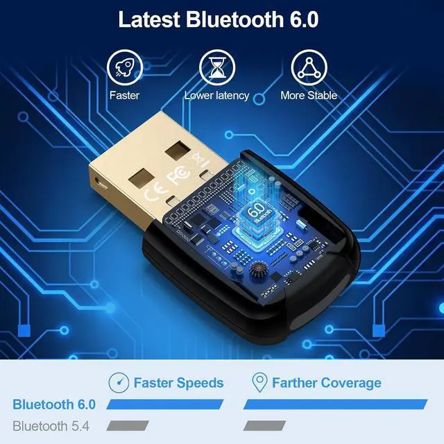 Alt view image 5 of 7 - WRIARICH USB Bluetooth Adapter for PC, Plug and Play EDR&BLE Bluetooth 6.0 Adapter Blue Tooth Dongle Receiver for PC, Laptop, Desktop, Keyboard, Mouse, Headphone, Speakers, Support Windows 11/10/8.1/7