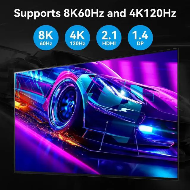 Alt view image 6 of 7 - 4K@120Hz HDMI and 2 Displayport KVM Switch 3 Monitors 2 Computers, DP1.4 8K@60Hz Display Port for 2 PC or Laptops Share Triple Monitor and 4 USB 3.0 Peripherals Support Extended and Duplicate Mode
