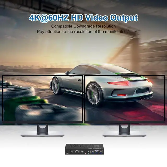 Alt view image 6 of 7 - Displayport KVM Switch 2 Monitors 4 Computers 4K@60Hz, Dual Monitor Displayport USB 3.0 KVM Switch with Audio Microphone Output and 3 USB 3.0 Ports, DP Monitor KVM switch for 4 PCs 2 Monitors