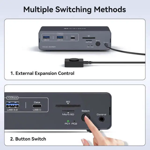 Alt view image 7 of 7 - USB C Docking Station HDMI KVM Switch 2 Computers 2 Monitors for Laptop Desktop, USB C With 4K@60Hz 2 HDMI 2.0 USB 10Gbps, Dual Monitor KVM Switcher for Laptop and PC Share 13 in 1 Dock giyqxHw