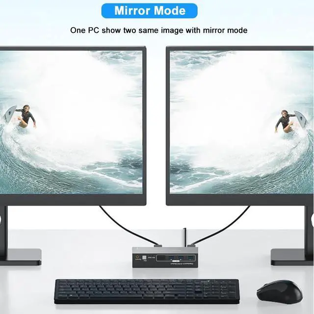 Alt view image 4 of 7 - Dual Monitor DisplayPort KVM Switch 2 in 2 Out, 2 Port Displayport 1.4 KVM Switch for 2 Computers 2 Monitors Share Keyboard Mouse Printer Support 8K@60Hz with 4 Port USB 3.0 Support Desktop Control