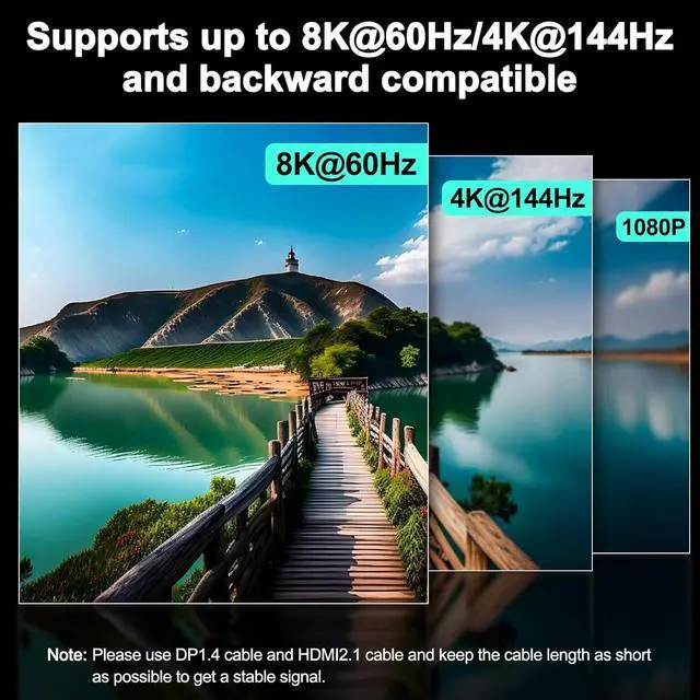Alt view image 6 of 7 - 2 Port HDMI + Displayport Dual Monitor KVM Switch, 8K@60Hz 4K@144Hz HDMI+DP USB 3.0 KVM Switch Extended Display 2 Monitors 2 Computers with 4 USB 3.0 Ports, USB Cables & Wired Controller included