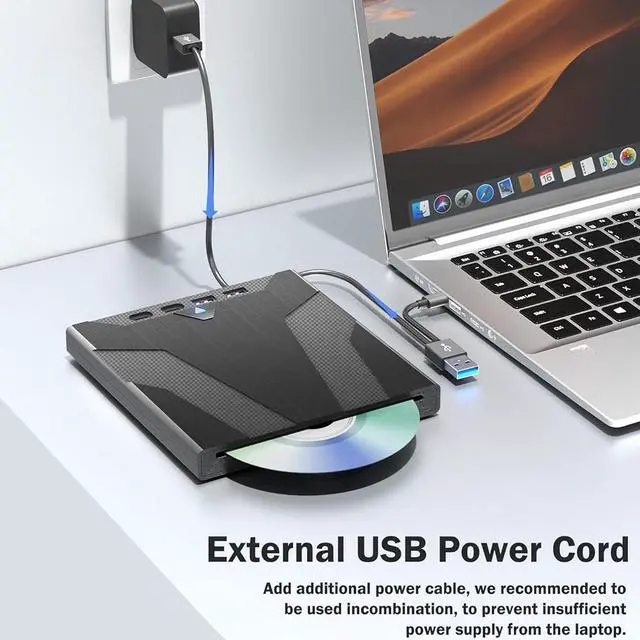 Alt view image 7 of 7 - External Blu Ray Drive for Laptops, 7-in-1 USB 3.0 Type-C Blu ray CD DVD Drive with 4 USB & SD/TF Slot Ports, Portable 3D BD Disc Reader CD DVD -/+RW Burner Compatible with Windows Linux Mac OS