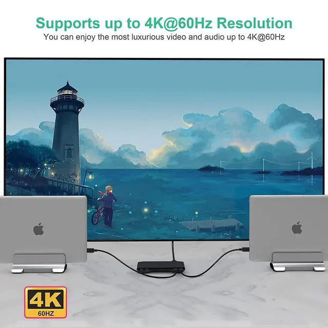 Alt view image 4 of 7 - USB C kvm Switch, 4K@60Hz Dual Ports USB Type-C KVM Switches for 2 Computers Share One HDMI HD Monitor, Audio Microphone Output, USB C Switch Selector with 3 USB Supported USB Devices Keyboard Mouse