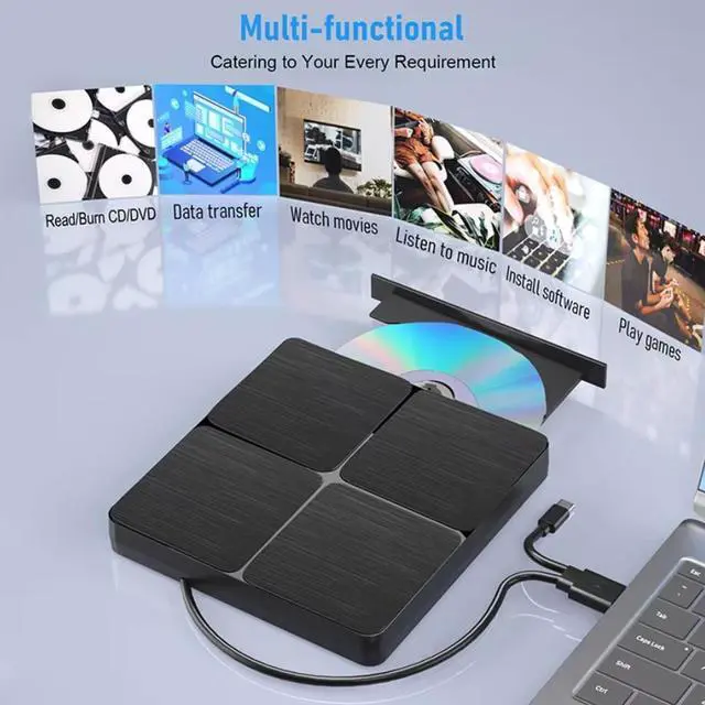 Alt view image 6 of 7 - WRIARICH External Blu ray Drive for Laptops, External Bluray CD DVD Burner, External Blueray/DVD Drive for PC, External CD DVD Blu Ray Reader Writer Compatible with Windows XP/7/8/10/11, Linux, Mac OS