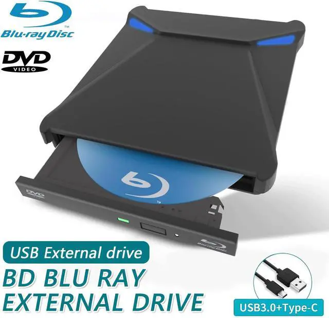 Alt view image 4 of 7 - External Blu-Ray Drive for Laptops, USB 3.0 & Type-C 3D Blu Ray Burner Writer BD Drive CD DVD Drive Player, Slim Optical External Bluray CD DVD Drive Reader for Windows XP/7/8/10/11, MacOS giyqxHw