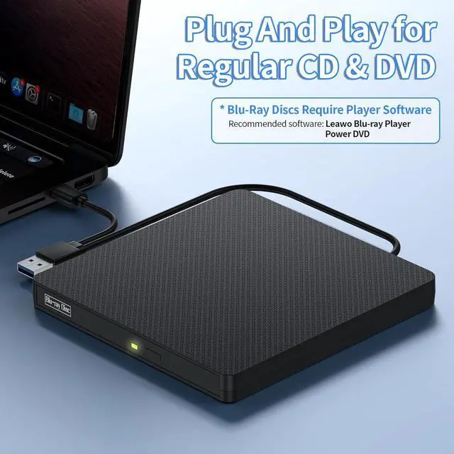 Alt view image 6 of 7 - WRIARICH External Blu-ray Drive, USB 3.0 & Type-C External CD DVD Drive, BD/DVD/CD Burner Portable Blu-ray Player with 3D Playback, Optical DVD Drive Compatible with Windows, Linux, Mac OS giyqxHw