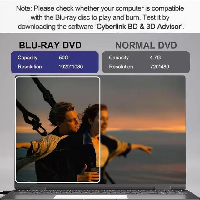 Alt view image 3 of 7 - External Blu Ray Drive, Portable Blu-ray Drive USB 3.0 and Type-C BD Player Read DVD 3D Optical Bluray CD DVD Drive Compatible with MacOS, Windows XP/7/8/10/11 for Laptop, MacBook, Desktop giyqxHw
