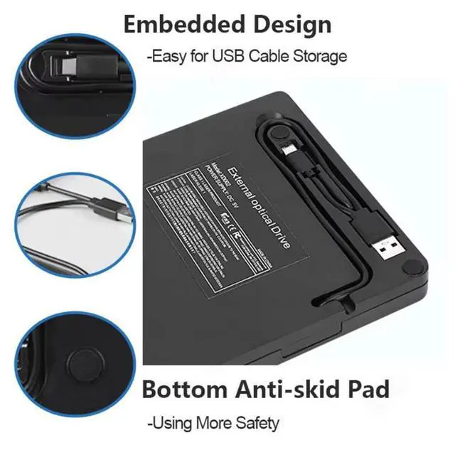 Alt view image 4 of 7 - External Blu Ray Drive, Portable Blu-ray Drive USB 3.0 and Type-C BD Player Read DVD 3D Optical Bluray CD DVD Drive Compatible with MacOS, Windows XP/7/8/10/11 for Laptop, MacBook, Desktop giyqxHw