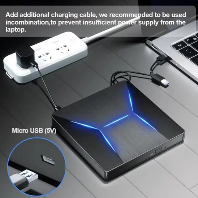 Alt view image 6 of 7 - External Blu Ray Drive, Portable Blu-ray Drive USB 3.0 and Type-C BD Player Read DVD 3D Optical Bluray CD DVD Drive Compatible with MacOS, Windows XP/7/8/10/11 for Laptop, MacBook, Desktop giyqxHw