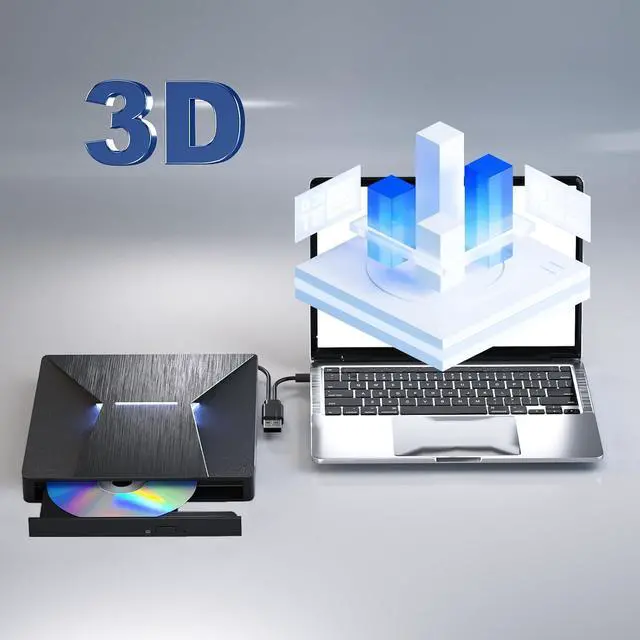 Alt view image 7 of 7 - External Blu Ray Drive, Portable Blu-ray Drive USB 3.0 and Type-C BD Player Read DVD 3D Optical Bluray CD DVD Drive Compatible with MacOS, Windows XP/7/8/10/11 for Laptop, MacBook, Desktop giyqxHw