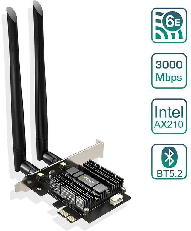 Alt view image 3 of 7 - WRIARICH New WiFi 6 Card AX 3000Mbps PCIe Network Card AX200 802.11AX 2.4Ghz/5.8Ghz with Bluetooth 5.0 & Heat Sink Wireless PCI Express Wi-Fi Adapters Dual Band Antenna for Windows 10 64-bit